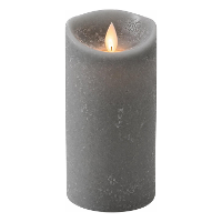 Led kaars/stompkaars   grijs   H15 x D7,5 cm   wax   warm wit licht   bewegende vlam