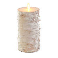 Led kaars/stompkaars   houtlook   naturel   H15 x D7,5 cm   wax   warm wit licht