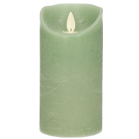 Led kaars/stompkaars   jade groen   H15 x D7,5 cm   wax   warm wit licht   bewegende vlam