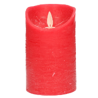 Led kaars/stompkaars   rood   H12,5 x D7,5 cm   wax   warm wit licht   bewegende vlam
