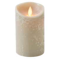 Led kaars/stompkaars   taupe   H12,5 x D7,5 cm   wax   warm wit licht   bewegende vlam