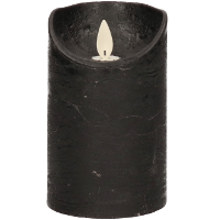 Led kaars/stompkaars   zwart   H12,5 x D7,5 cm   wax   warm wit licht   bewegende vlam