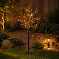 Anna's Collection Lichtboom Berkenboom   bruin   160 cm   144 led lichtjes   warm wit   verlichte ke