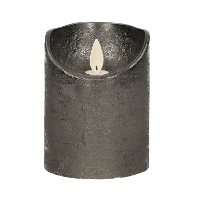 Anna's Collection Stompkaars   LED   gray   H10 cm   bewegende vlam   kaars