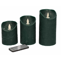 Anna's Collection Stompkaarsen   3x st   antiek groen   LED kaarsen   afstandsbediening