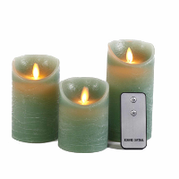 Anna's Collection Stompkaarsen   3x st   jade groen   LED kaarsen   afstandsbediening