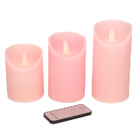 Anna's Collection Stompkaarsen   3x st   roze   LED kaarsen   afstandsbediening