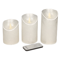 Anna's Collection Stompkaarsen   3x st   zilver   LED kaarsen   afstandsbediening