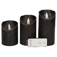 Anna's Collection Stompkaarsen   3x st   zwart   LED kaarsen   afstandsbediening