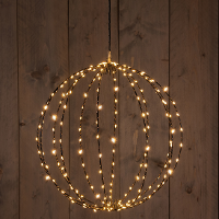 Verlichte kerstbal hangdecoratie   D40 cm   129 led   24 flash lampjes   warm wit  ?Metaal