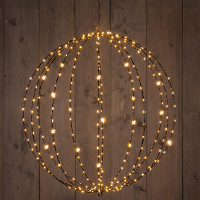 Verlichte kerstbal hangdecoratie   D60 cm   288 led   24 flash lampjes   warm wit   metaal