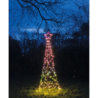 Vlaggenmast verlichte kerstboom   236 led lampjes   D70 x H200 cm   colour changing