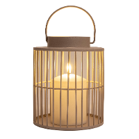 Windlicht/kaarsenhouder buiten lantaarn   beige/zand   15 x 18 cm   metaal   Incl. LED kaars