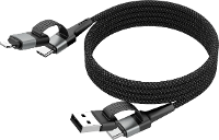 Ansmann 1700 0188 USB kabel USB A stekker, USB C stekker, Apple Lightning stekker 120 cm Zwart Textielmantel