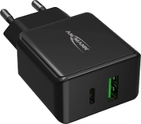 Ansmann HomeCharger HC218PD USB oplader 18 W 1x USB A, 1x USB C USB PD Zwart Binnen