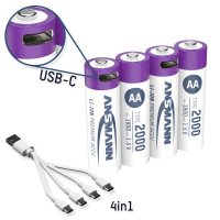 Ansmann Oplaadbare batterij (USB C) Li ion 2000 mAh 1.5 V 4 stuk(s)