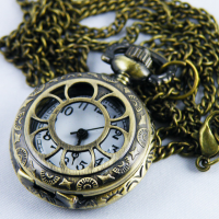 Antique Hollow Quartz Pocket Watch Necklace Chain Gift