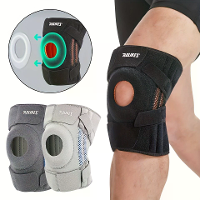AOLIKES 1PCS Elastische Antislip Kniebandage Ondersteuning Verstelbare Druk Siliconen Kniebeschermpad voor Sport Hardlop