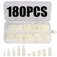 180 Stks M3 Nylon Witte MF Hex Standoff Spacers Schroef Moer Assortiment Kit met Doos