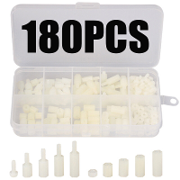 180 Stuks M3 Nylon Wit M F Hexa afstandsbussen Schroefmoer Assortiment Kit met Doos