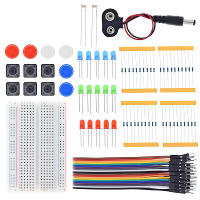 5 Delige starter kit voor UN0 R3 beginners met 400 gat mini breadboard, LED lamp, jumperdraden en knop