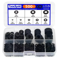 500 Stuks 8 maten zwarte nylon platte ringen set M2 M2,5 M3 M4 M5 M6 M8 M10 assortiment kit vlakke afstandhouder isolati