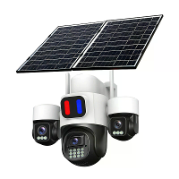 AOV 4G 15MP HD Drie lenzen Zonne veiligheidscamera Buiten PTZ Nachtzicht 2 Weg Audio Blauwe Rode Licht Afschrikmiddel 24