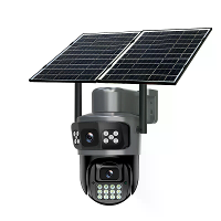 AOV 4G LTE Zonnebeveiligingscamera 10MP Dual Lens 5K PTZ Nachtzicht 2 Wege Audio Bewegingsalarm Waterdichte Buitencamera