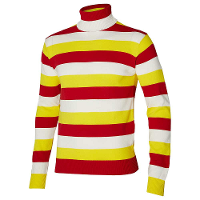 Carnaval verkleed trui Oeteldonk   col   rood/wit/geel gestreept   dames / heren   turtleneck   Den