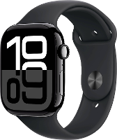 Apple Watch Series 10 GPS + Cellular 46 mm Aluminium kast Sportband Zwart S/M