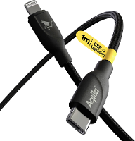 Aqiila USB C kabel USB 2.0 Apple Lightning stekker 1.00 M Zwart AQCBPBICB1BD850