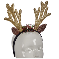 Kerst diadeem/haarband   rendier gewei   goud   25 cm   kinderen/volwassenen