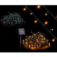 Kerstverlichting/party lights 150 warm witte LED lampjes op zonne energie