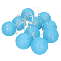 Lichtsnoer 10 led balletjes   blauw   200 cm   kunststof  batterij