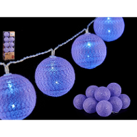 Lichtsnoer 10 led balletjes   lila paars   150 cm   kunststof  batterij