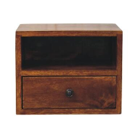 Artisan Furniture Solid hout Solis 1 Lade Kastanje Wandnachtkastje