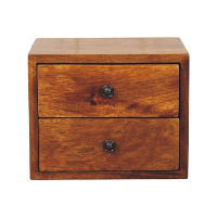 Artisan Furniture Solid hout Solis 2 Lade Kastanje Wandnachtkastje