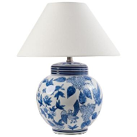 ARUNCA   Tafellamp   Wit/Blauw   Porselein/Linnen