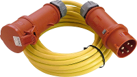 AS Schwabe 60712 Stroom Verlengkabel 16 A Geel 10.00 M N07V3V3 F 5G 1,5 mm² Met fasewisselaar