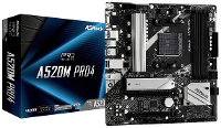 ASRock A520M Pro4 Moederbord Socket AMD AM4 Vormfactor Micro ATX