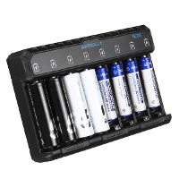 Astrolux® NC08 8 Sleuf Intelligente Lader Voor Ni MH/Ni Cd/Li ion AA AAA 1,5V 14500 10440 Batterij Type C 2A Max Oplaads