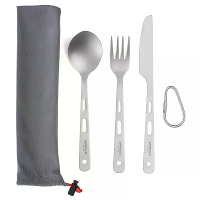 Astrolux® Titanium Bestekmes Vork Lepel Set Lichtgewicht Ti Kampeer Hulpmiddel Bestekset met Draagtasje voor Reizen Pick