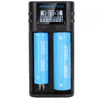 Astrolux® VC02 Intelligente 2 Slot LCD Batterijlader Type C 2A Snelladen Mix opladen van 1.2V Ni MH/Ni CD AA/ AAA/ AAAA