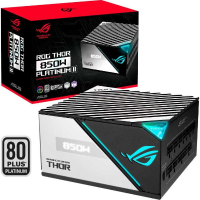 ASUS ROG THOR 850W Platinum II voeding 3x PCIe, 1x 12VHPWR, Kabelmanagement