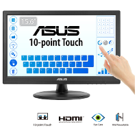 Asus VT168HR Touch Touchscreen monitor Energielabel: B (A   G) 39.6 Cm (15.6 Inch) 1388 x 768 Pixel 16:9 5 ms HDMI, USB, VGA TN LED