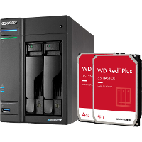 Asustor Lockerstor 2 incl. 2X WD Red Plus 4 TB harde schijf nas 2x LAN, HDMI, USB