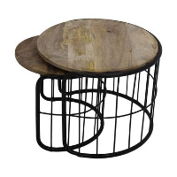 HSM Collection salontafel Falco (2 stuks)   naturel/zwart   Ø60x45 cm