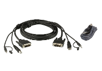 ATEN KVM Aansluitkabel [1x DVI D stekker, USB A 2.0 Stekker, Jackplug male 3,5 mm   1x DVI D stekker, USB 2.0 Bus A, Jackplug male 3,5 mm] 3.00 M Zwart