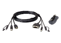 ATEN KVM Aansluitkabel [1x HDMI stekker, USB A 2.0 Stekker, Jackplug male 3,5 mm   1x DVI D stekker, USB 2.0 Bus B, Jackplug male 3,5 mm] 1.80 M Zwart