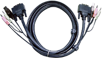 ATEN KVM Aansluitkabel [2x Jackplug male 3,5 mm, DVI stekker 18+1 polig, USB A 2.0 Stekker   2x Jackplug male 3,5 mm, DVI stekker 18+1 polig, USB B 2.0